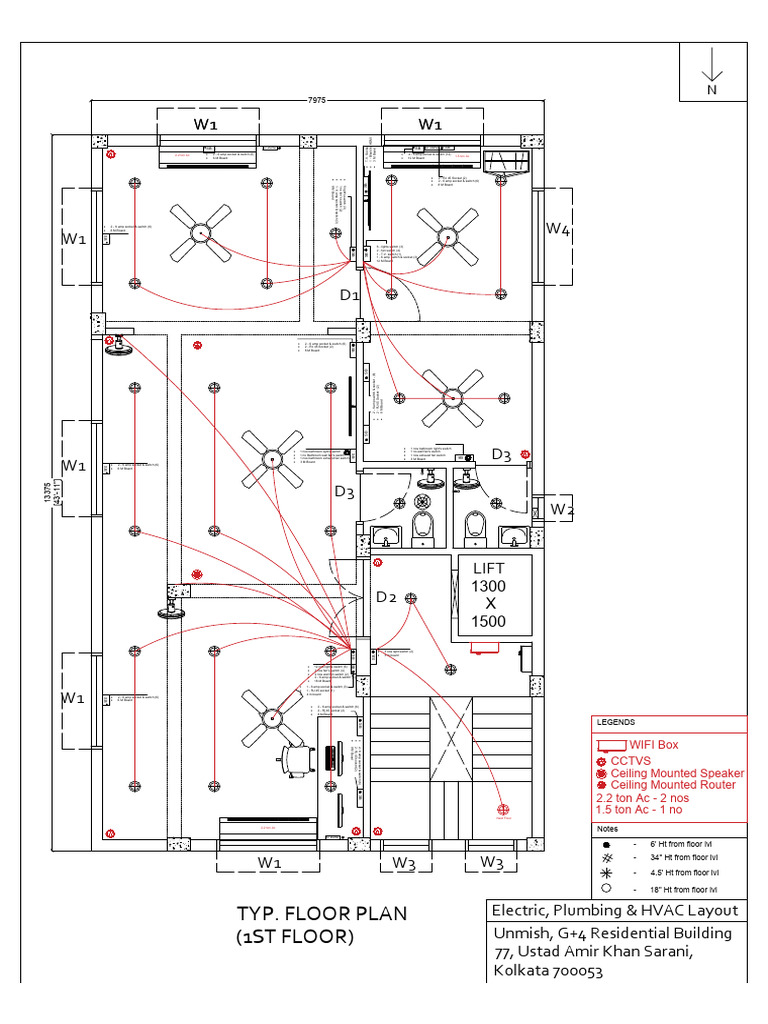 Electrical Floor Plan for Residential Building | PDF | Electrical ...