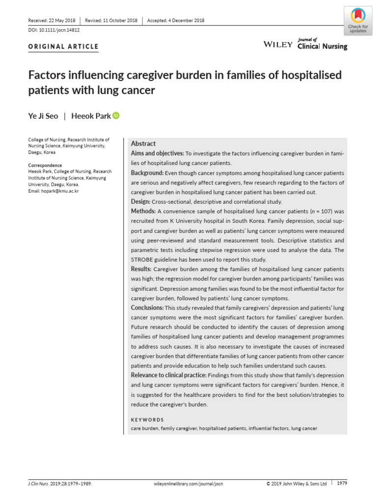 Caregiver Burden in Lung Cancer Families | PDF | Caregiver | Cancer
