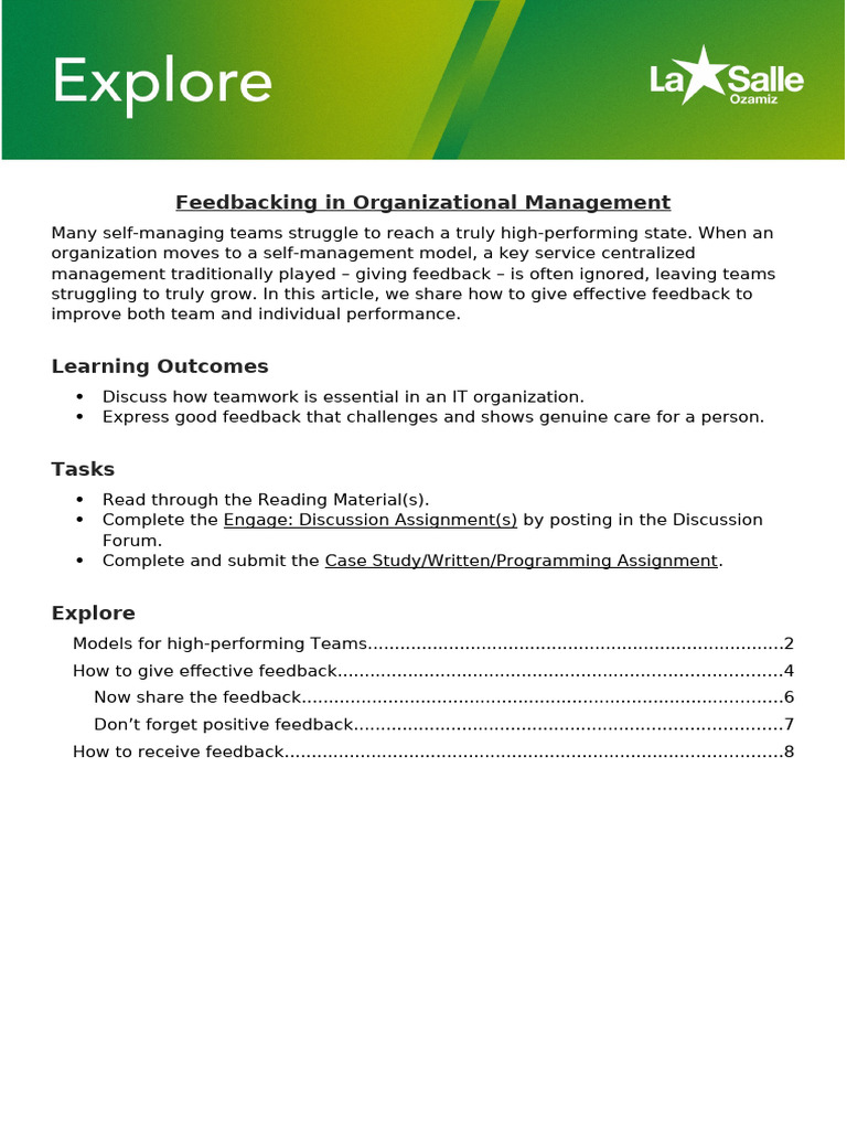 Effective Feedback for Team Success | PDF | Mindset | Social Psychology