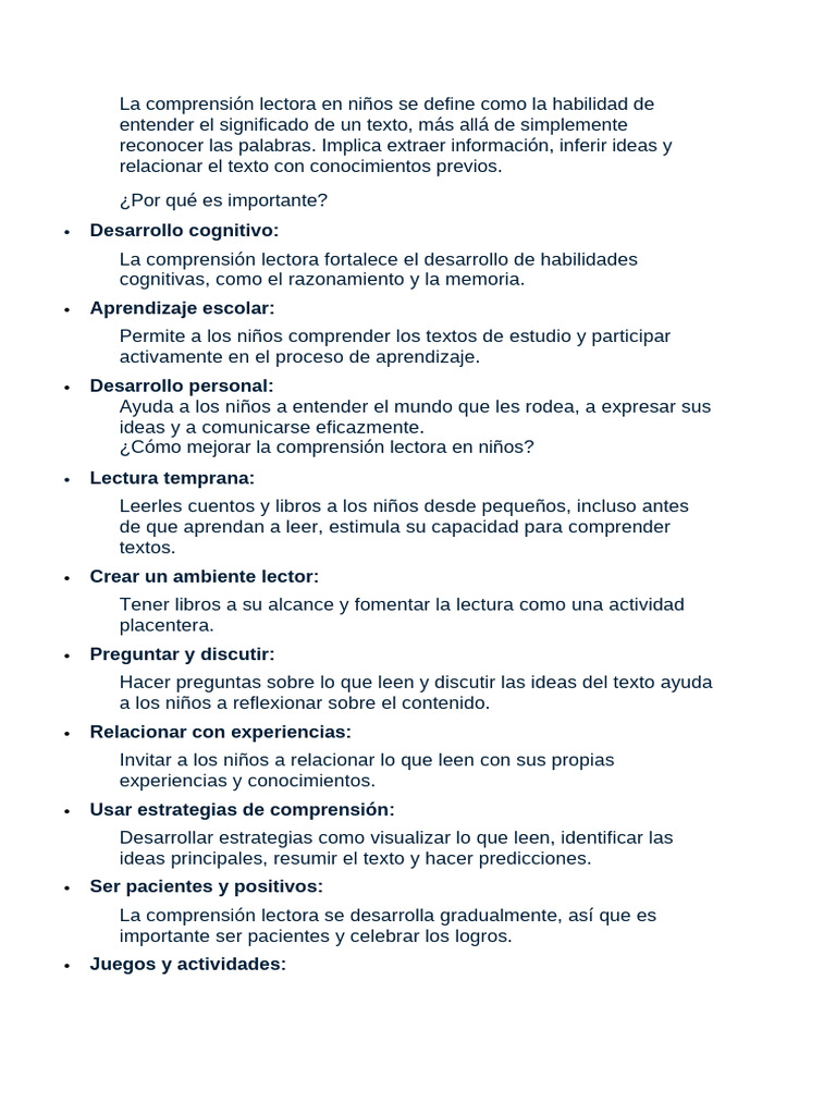 Mejora de la comprensión lectora en niños | PDF