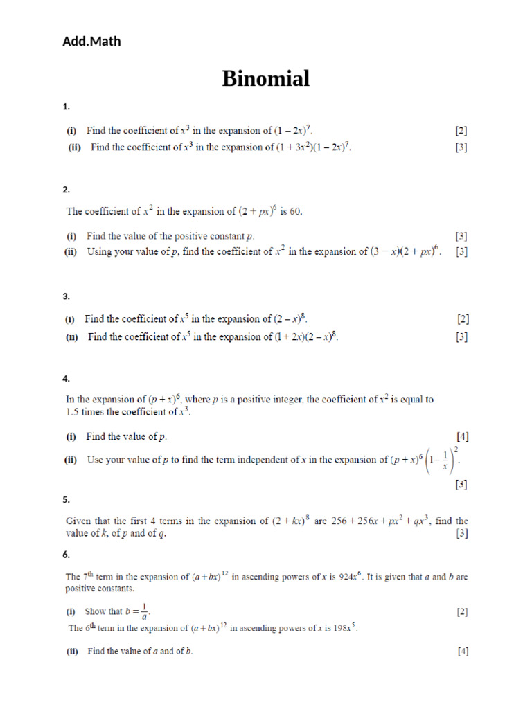 Binomial Math Problem Solutions | PDF