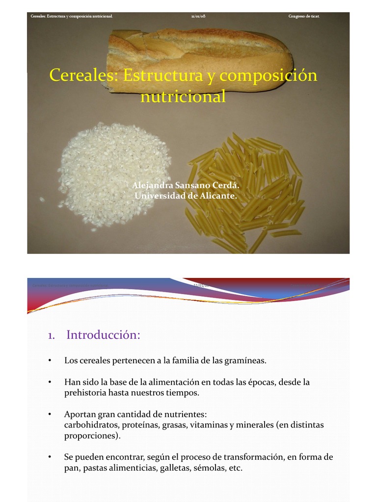 Presentación estructura y composición nutricional de los