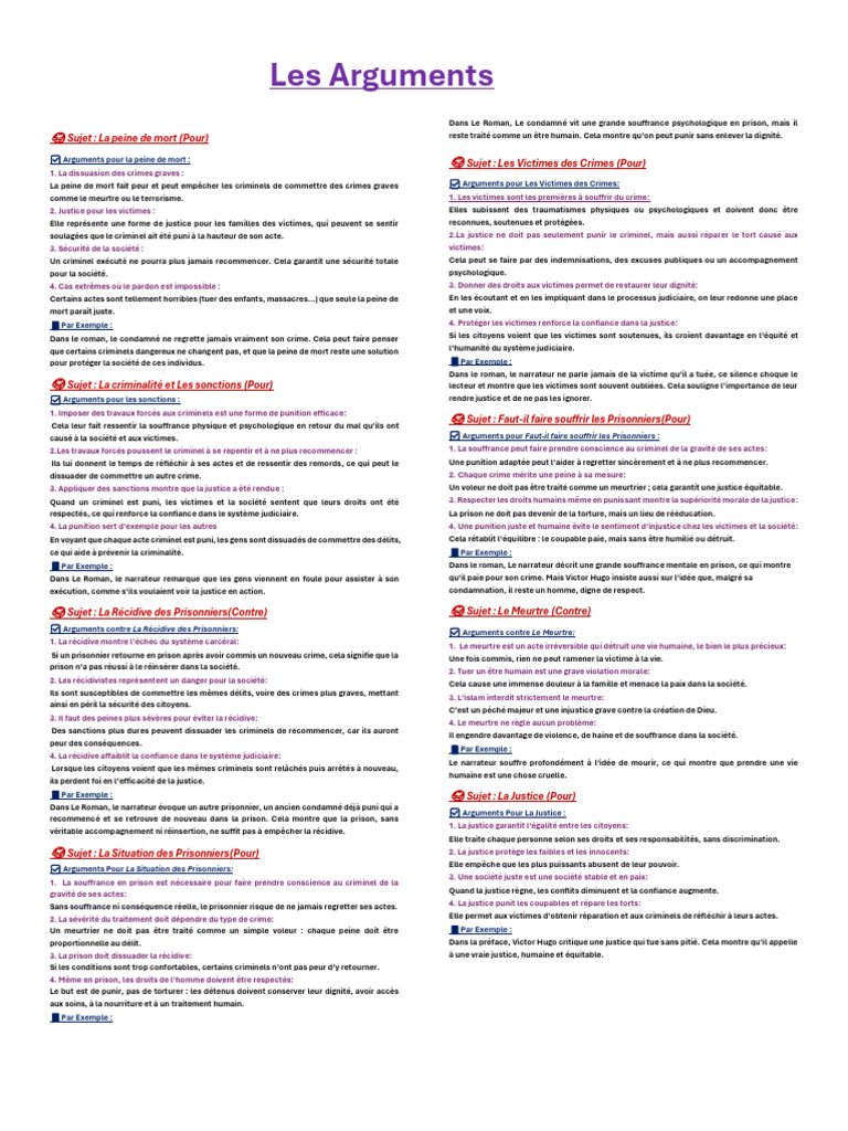Arguments pour et contre la justice pénale | PDF | Peine capitale | Crimes