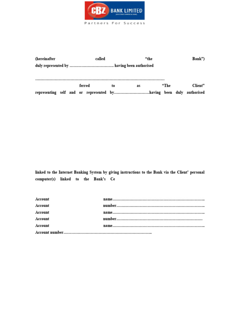 CBZ Internet Banking Agreement Terms | PDF | Indemnity | Banks