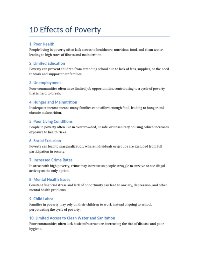 10 Effects of Poverty Explained | PDF