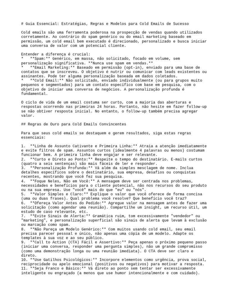 Guia Essencial - Estratégias, Regras e Modelos para Cold Emails de ...