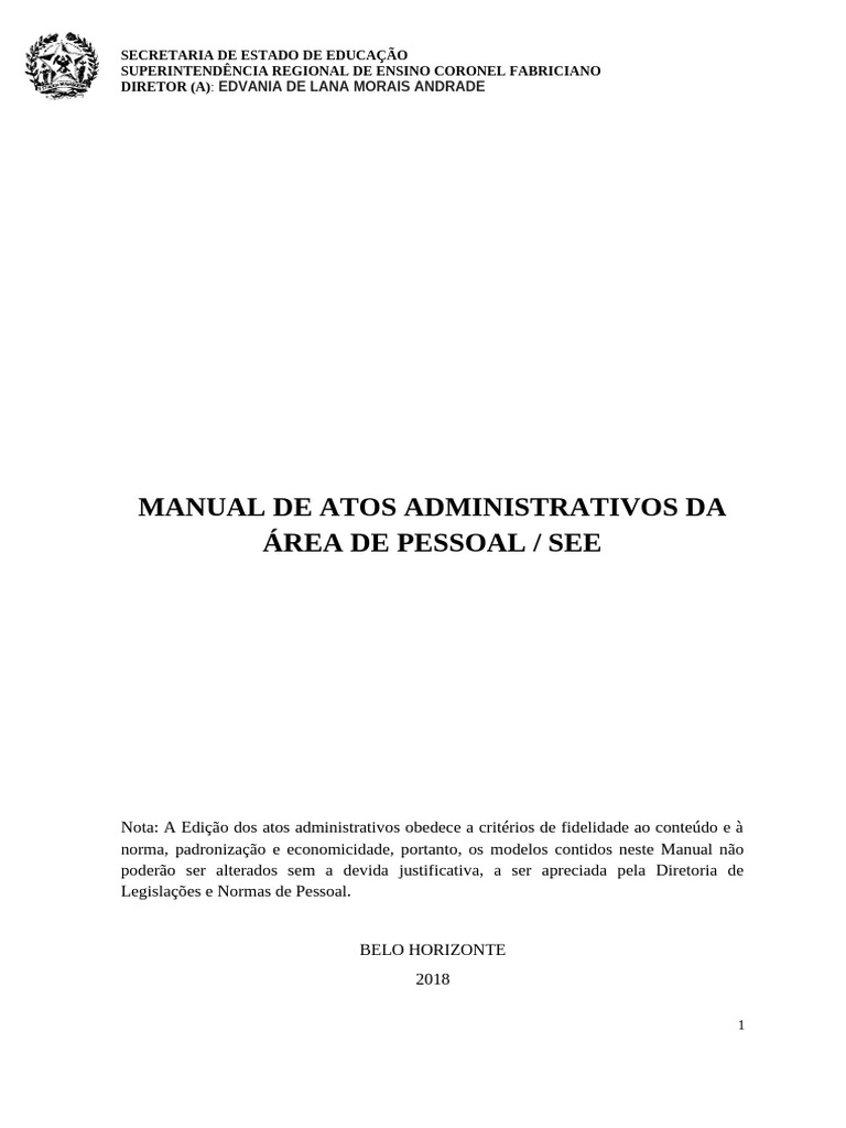 2018 MANUAL DE ATOS ADMINISTRATIVOS Atualizado em 11-06-2019 | PDF ...