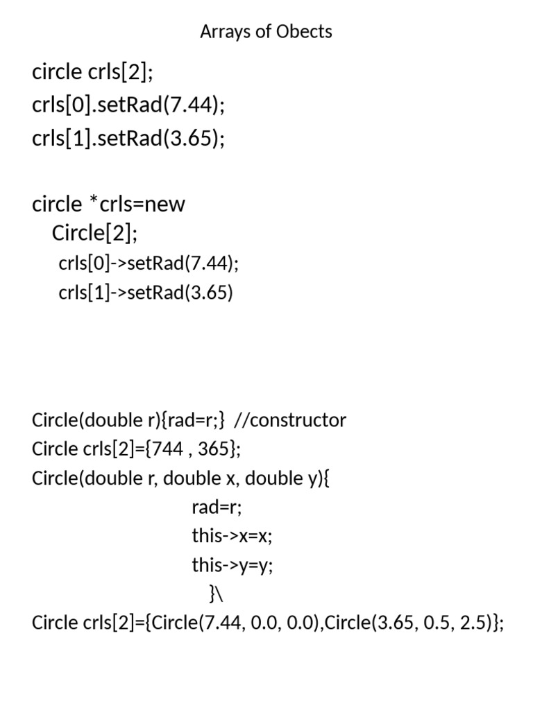 Lecture 10-Arrays of Objects | PDF