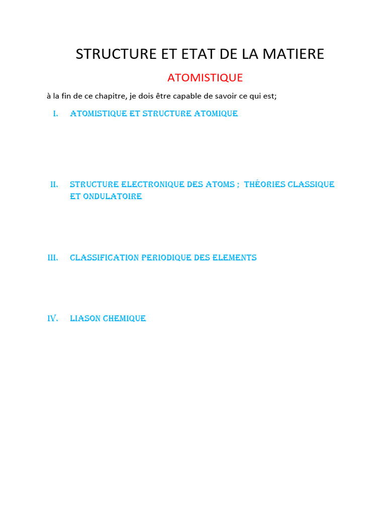 Structure atomique et chimie atomistique | PDF | Noyau atomique | Atomes