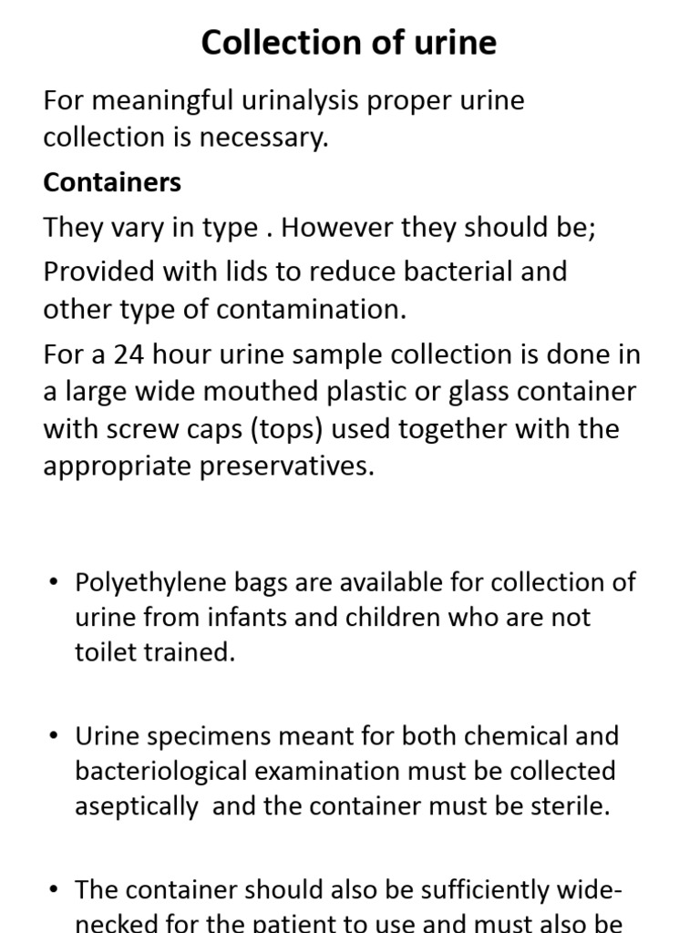 Urine Collection Methods and Guidelines | PDF | Urine