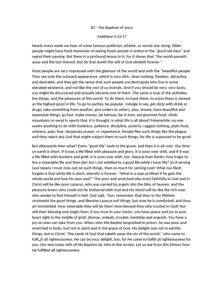 82 Matthew 3 13 17 The Baptism Of Jesus Pdf Baptism God The