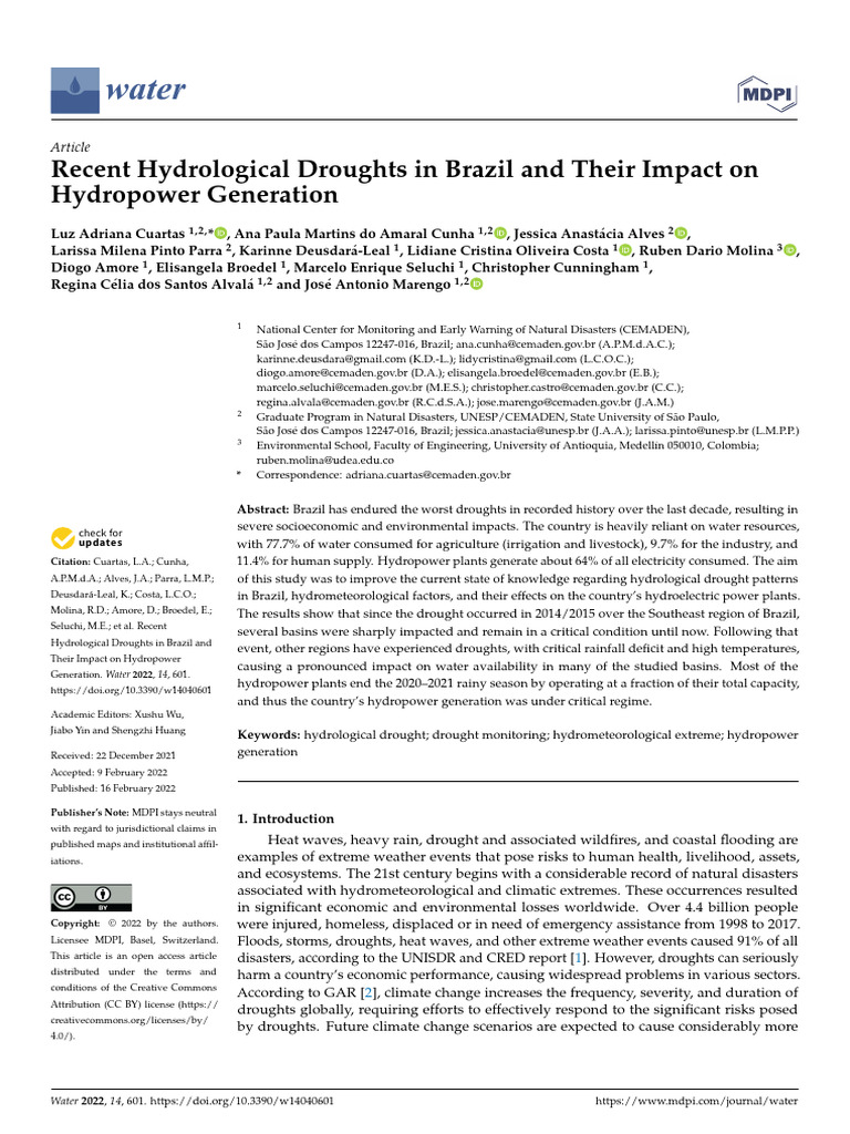 Brazil's Droughts Impact on Hydropower | PDF | Drought | Hydroelectricity