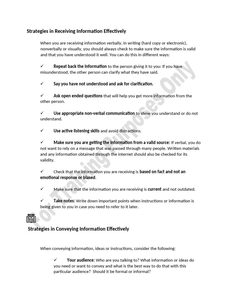 Effective Information Reception Strategies | PDF | Communication ...