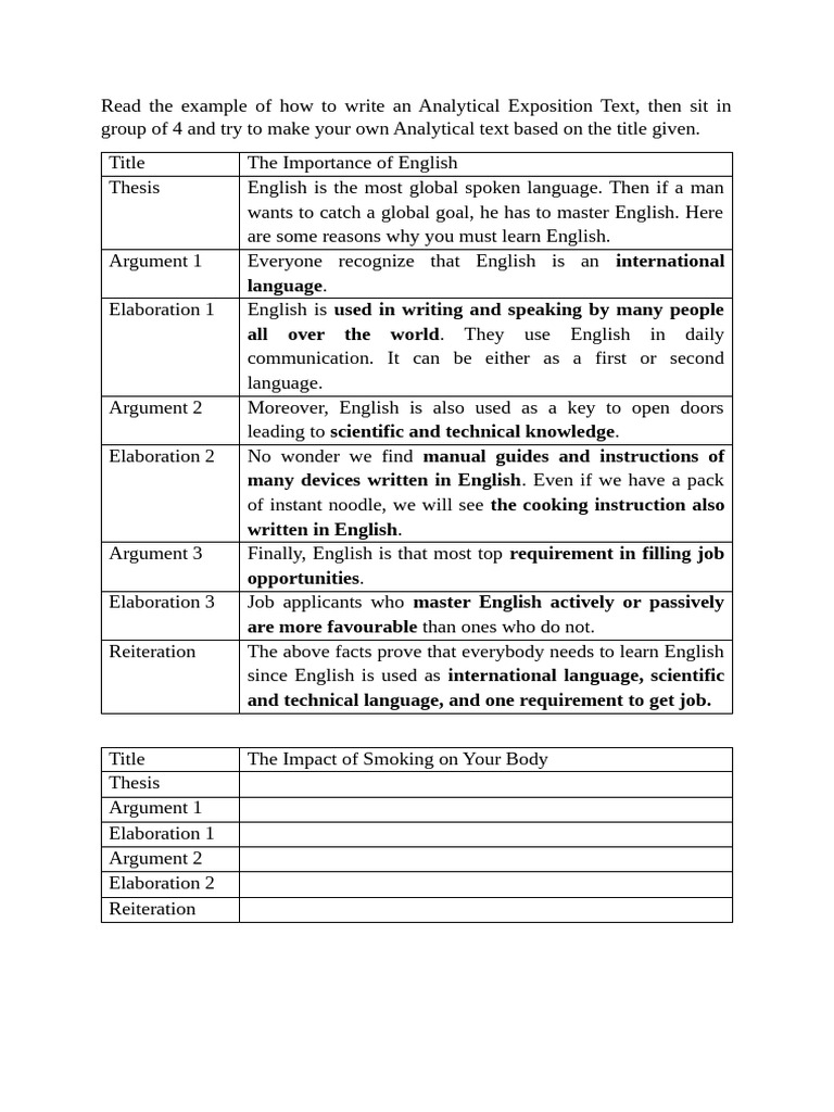 How To Write An Analytical Exposition Text | PDF