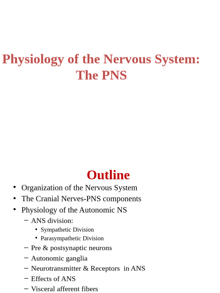 Peripheral NS (PNS) Physiology | PDF | Autonomic Nervous System | Motor ...