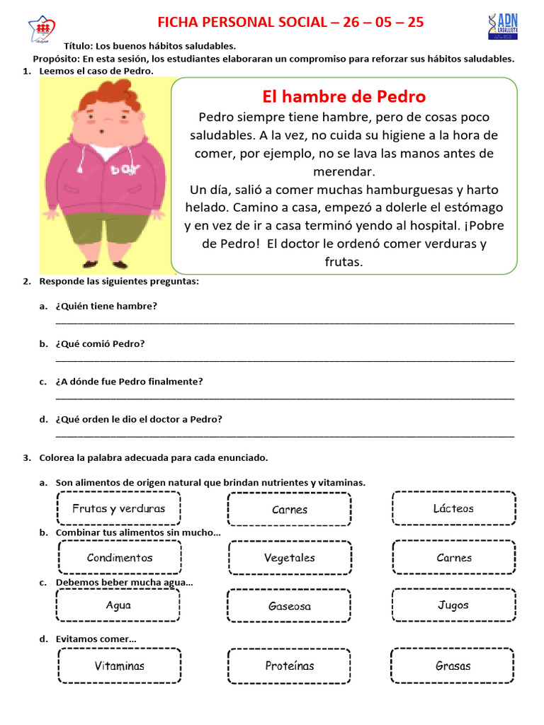 FICHA DE TRABAJO DE PERSONAL SOCIAL. | PDF