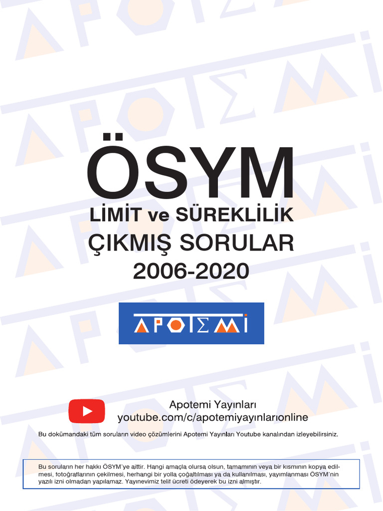 Tyt Ayt Matematik Limit Ve Sureklilik Cikmis Test Sorulari Ve Cevaplari ...
