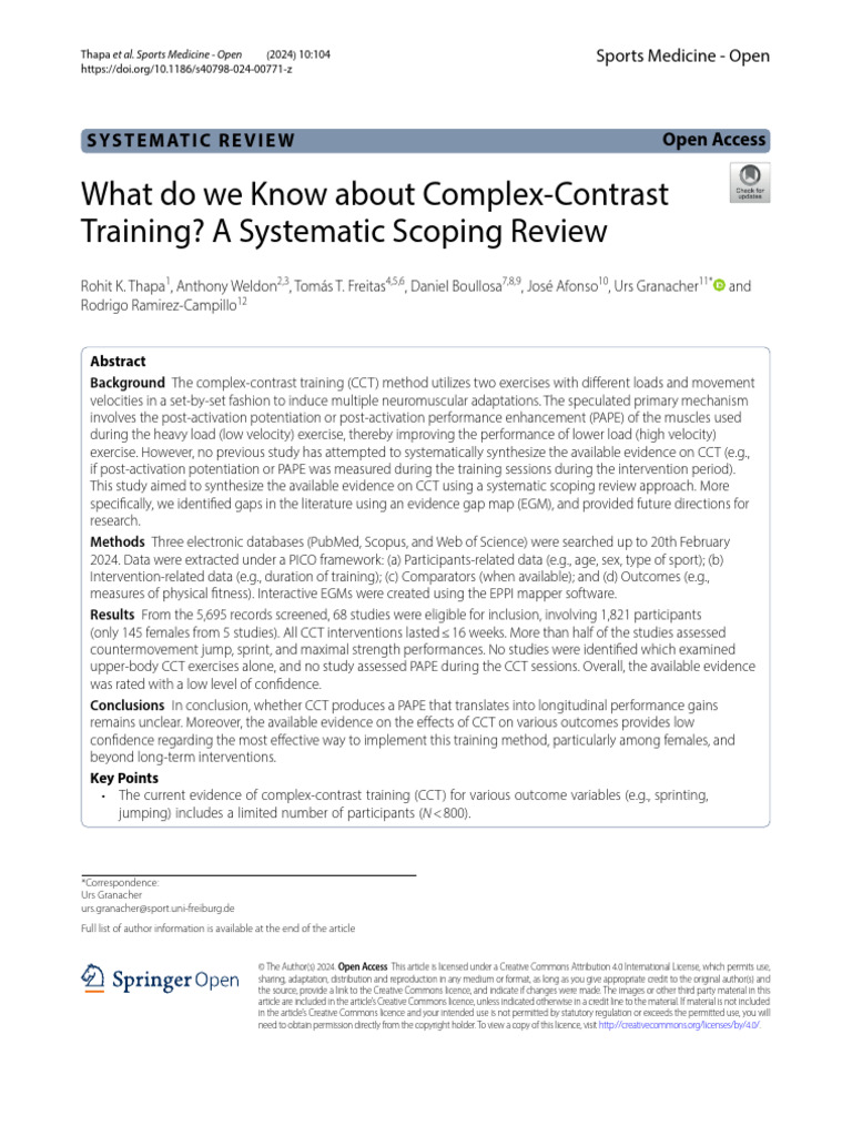 Evidence Gaps in Complex-Contrast Training | PDF | Skeletal Muscle ...