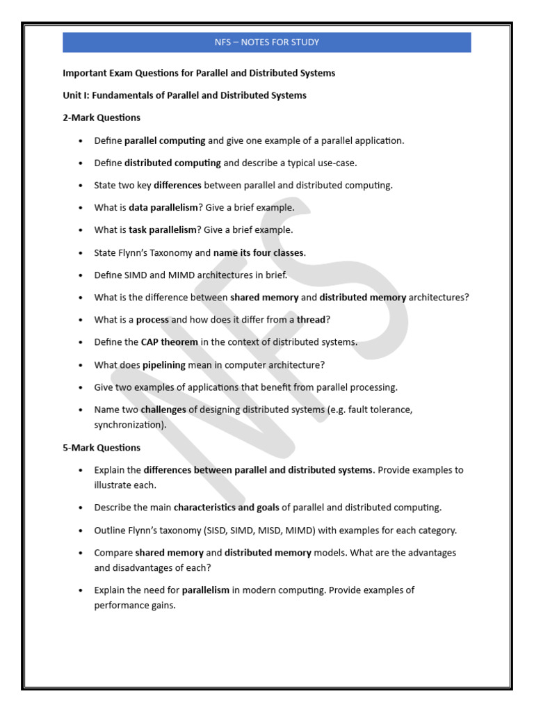 Exam Questions on Parallel Computing | PDF | Parallel Computing ...