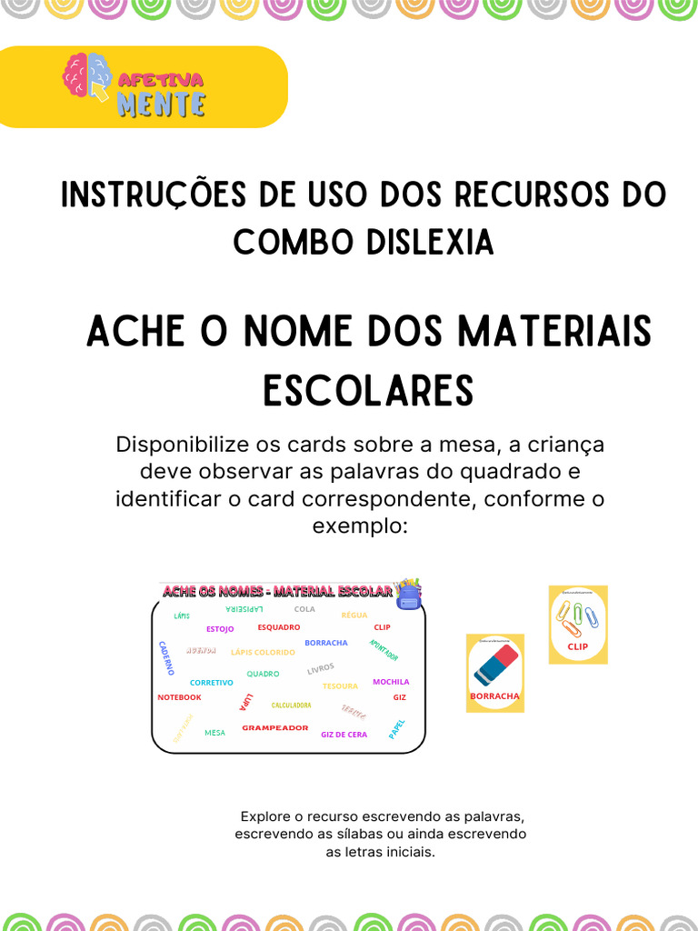 Nomes de Materiais Escolares | PDF
