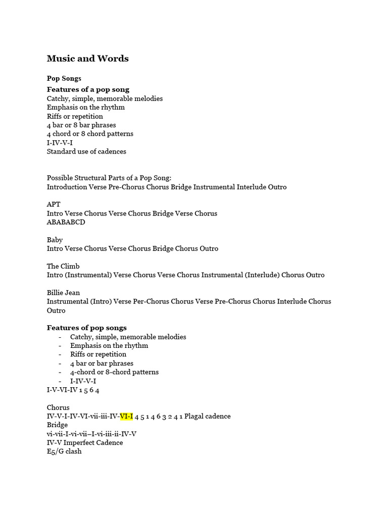 IGCSE Pop Music Composition Guide | PDF | Song Structure | Songs