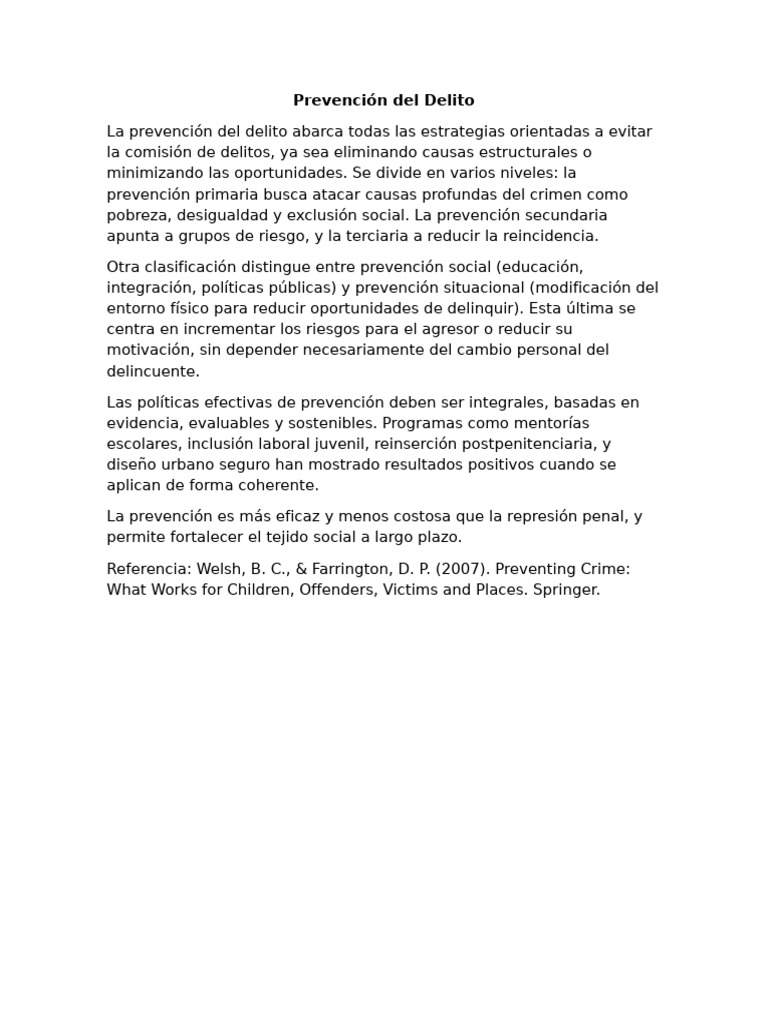 Estrategias Efectivas en Prevención del Delito | PDF