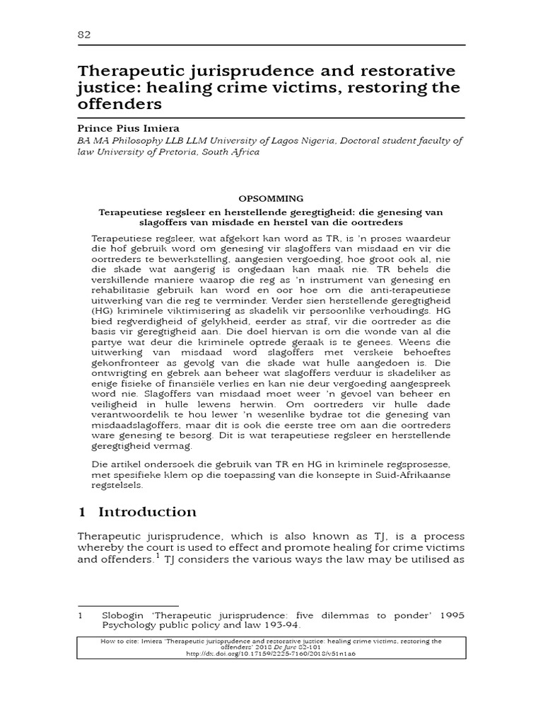Healing Through Therapeutic Jurisprudence | PDF | Restorative Justice ...