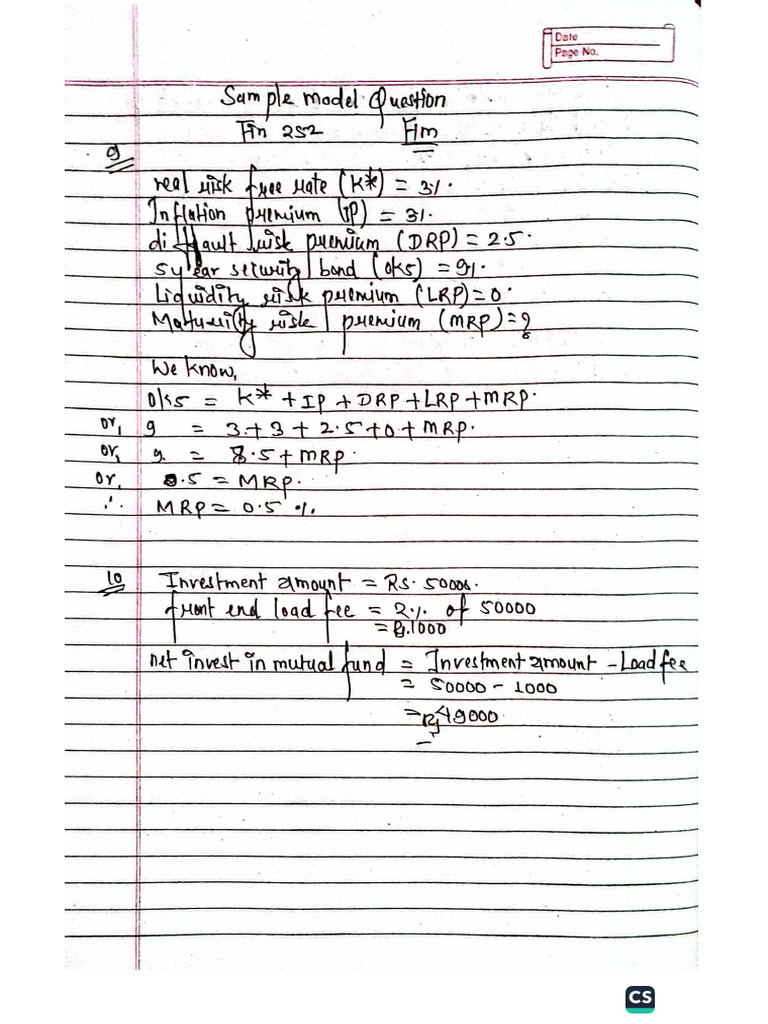 BBS 4TH YEAR FIM Sample Model Question. Numerical Solution. | PDF