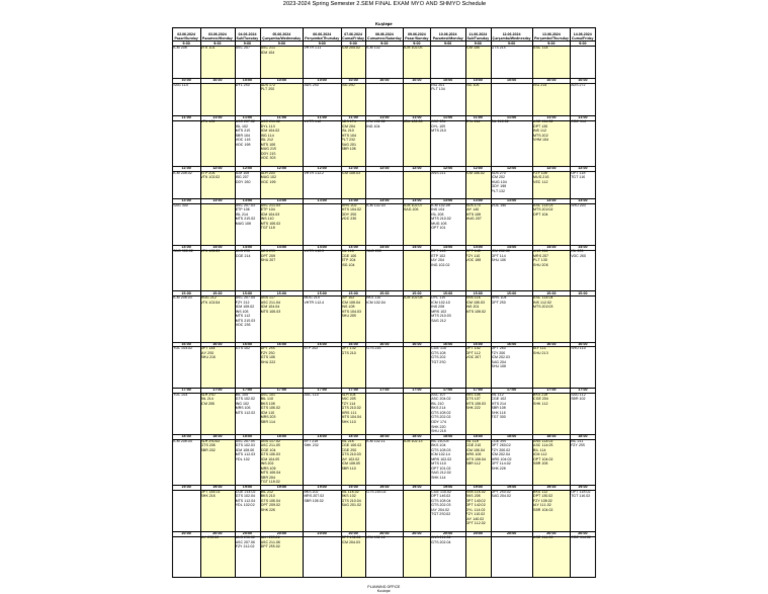 Spring 2024 Exam Schedule Overview | PDF