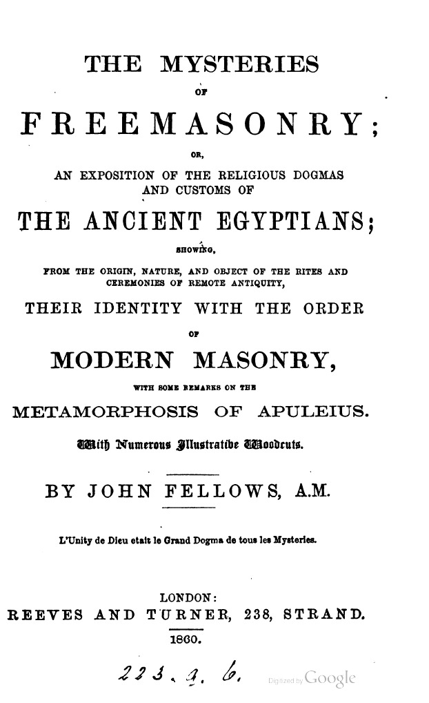 The Mysteries of Freemasonry (John Fellows) | PDF