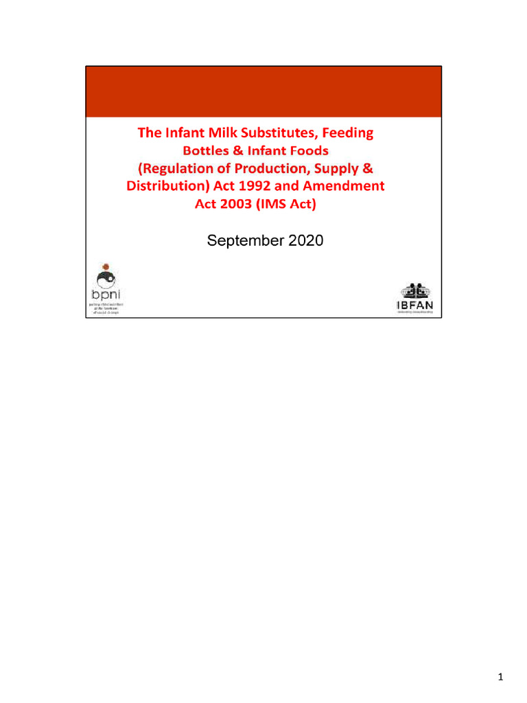 Overview of the IMS Act 1992 | PDF | Breast Milk | Breastfeeding
