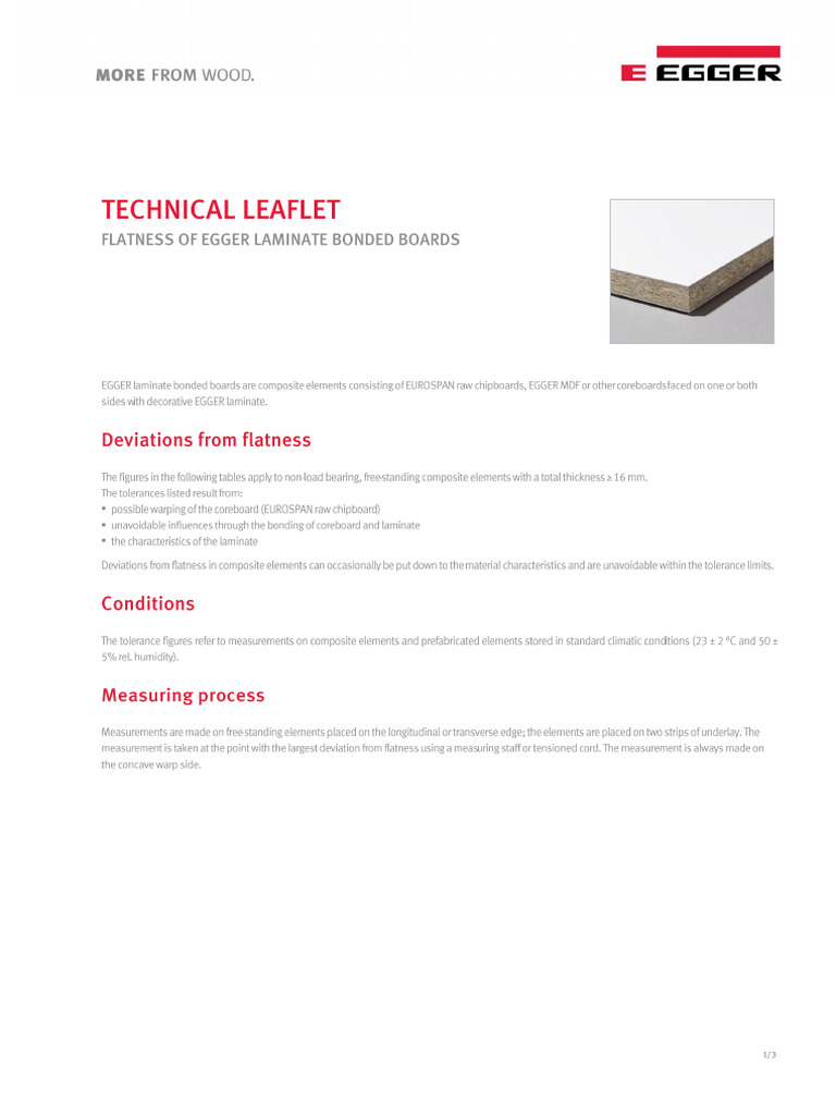 TL EGGER Laminate Bonded Boards Flatness en | PDF