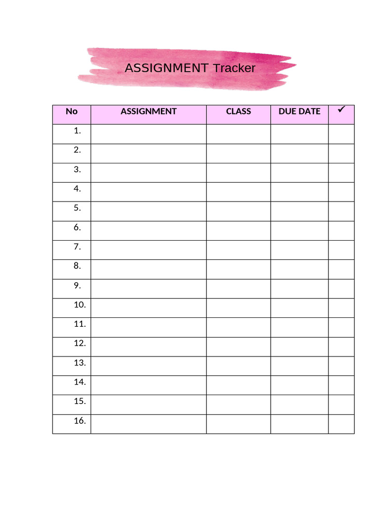 Assignment Tracker | PDF