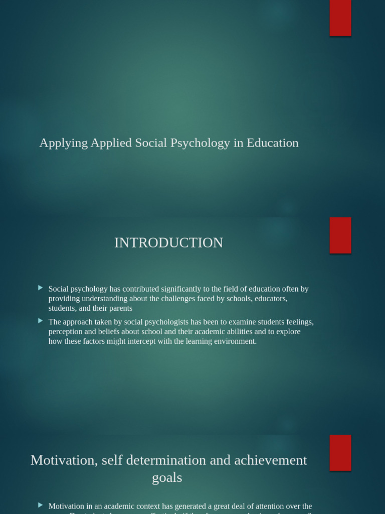 Social Psychology's Role in Education | PDF | Self Concept | Social ...