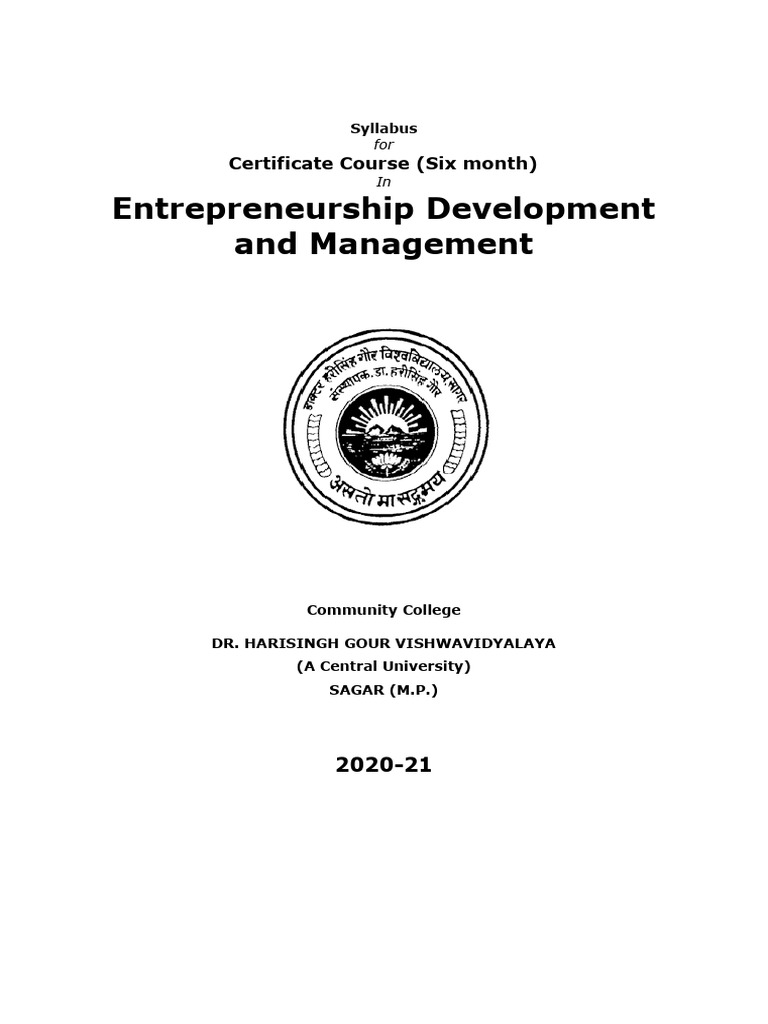 Entrepreneurship Development Course Syllabus | PDF | Entrepreneurship ...