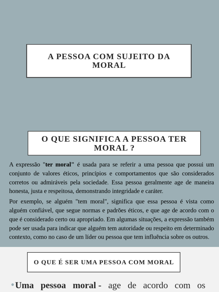 O Que é Ser uma Pessoa com Moral? | PDF