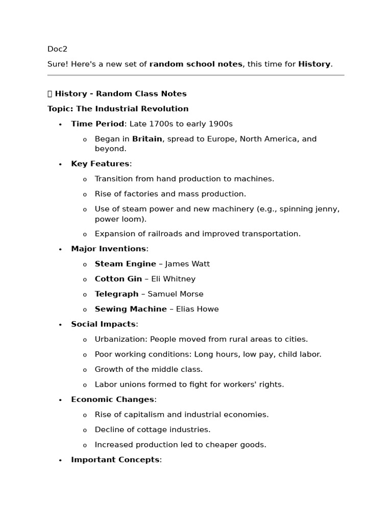 Random School Notes History | PDF