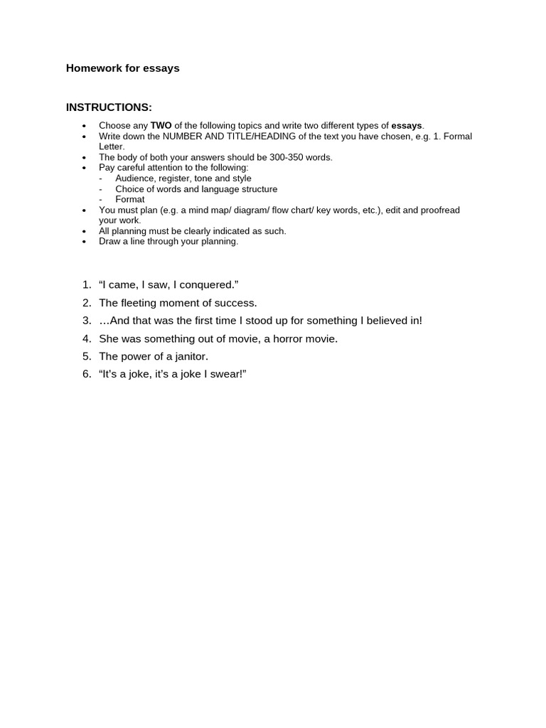 Homework Essays gr10 Eng HL | PDF