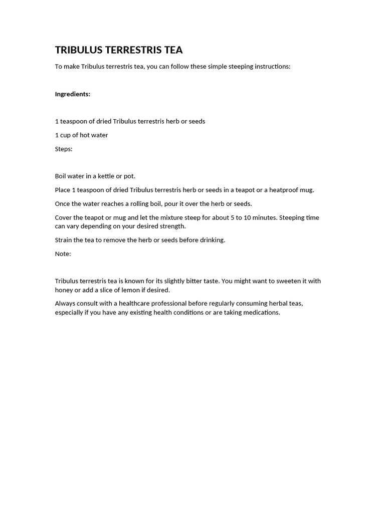 How to Prepare Tribulus Terrestris Tea | PDF