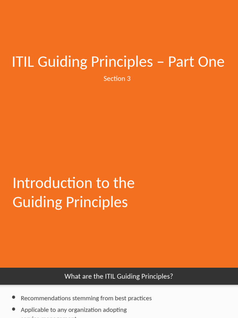 ITIL Guiding Principles Overview | PDF
