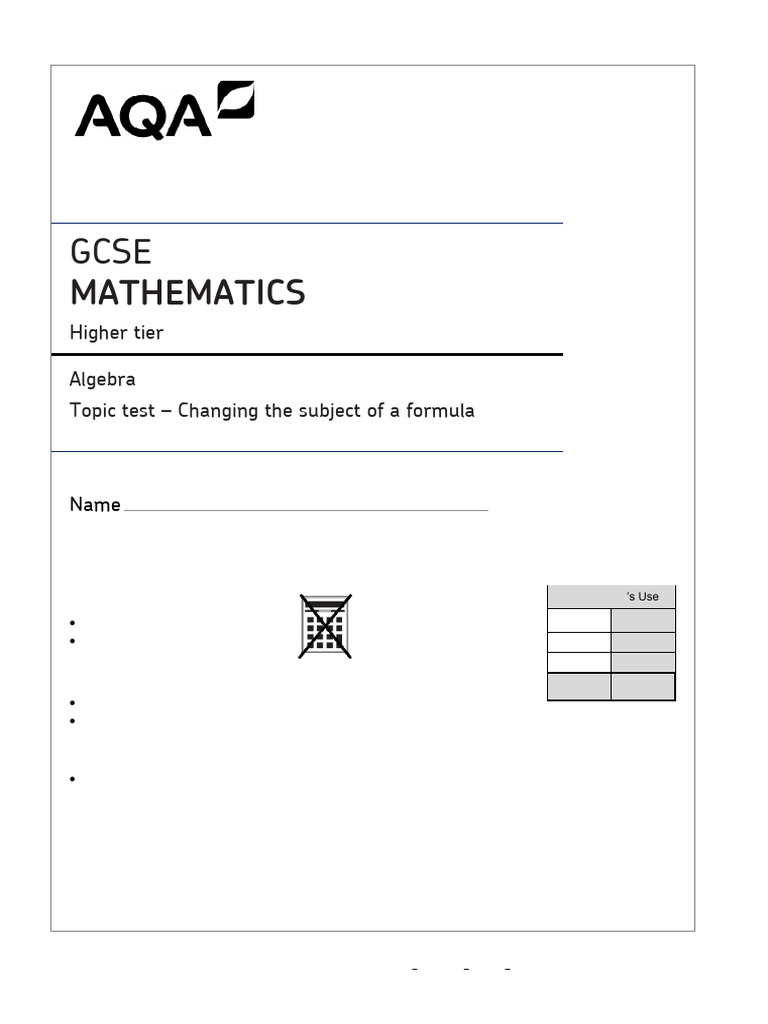 GCSE Maths Algebra Formula Rearrangement | PDF | Mathematics