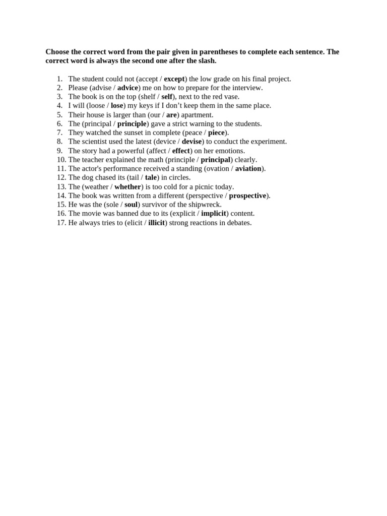 Choosing Correct Words | PDF