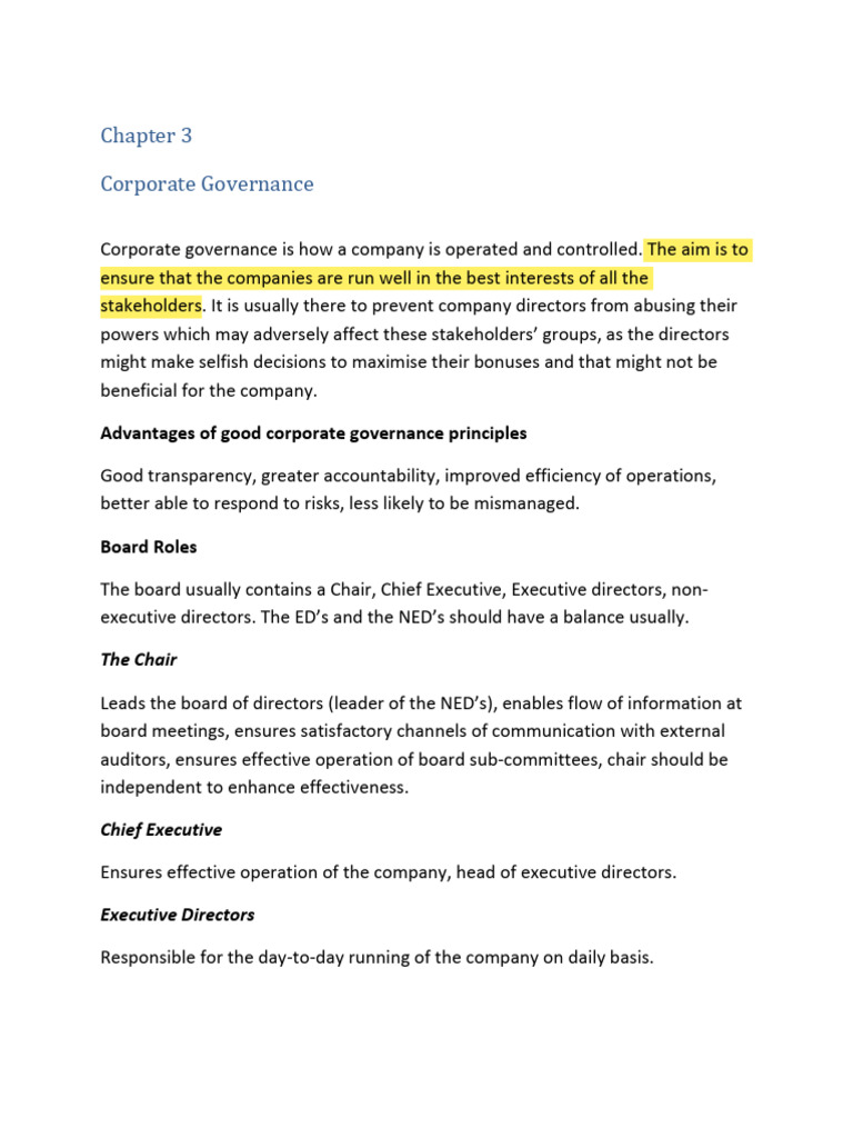 Chapter 3 - Corporate Governance | PDF | Internal Audit | Audit