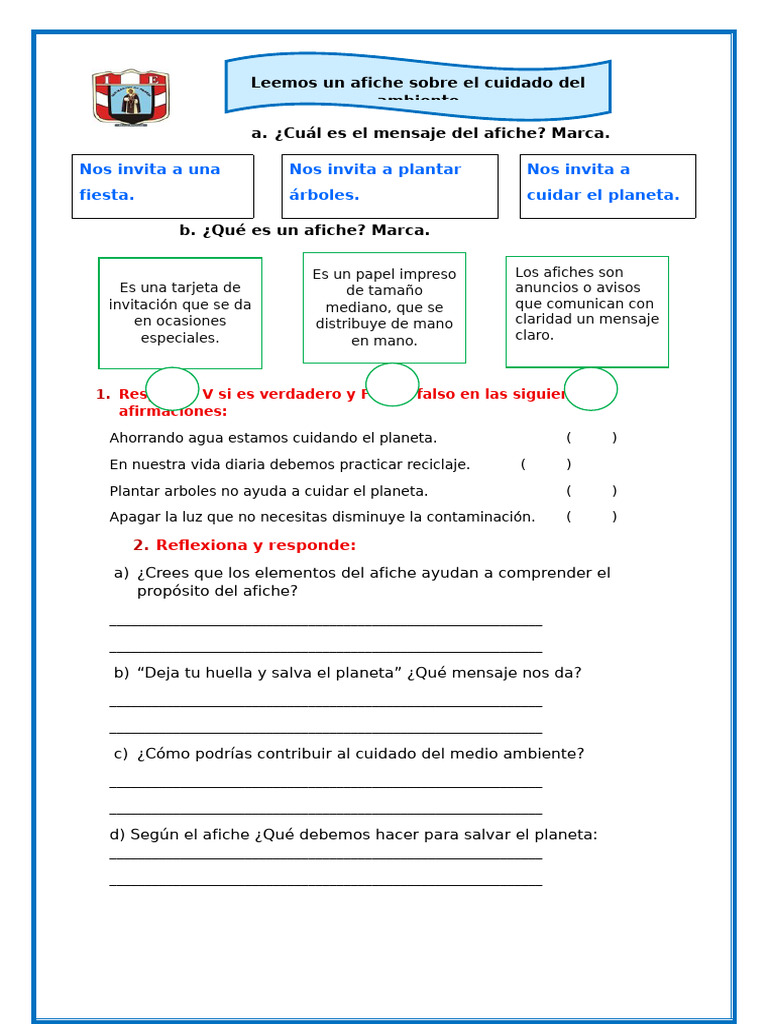 FICHA C y T Cuidado Del Medio Ambiente 2 | PDF