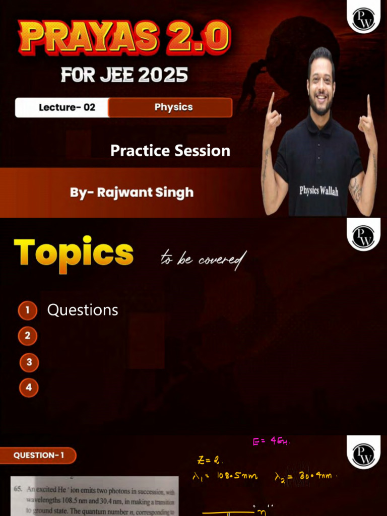 Practice Session 02 Class Notes Prayas JEE 2.0 2025 | PDF