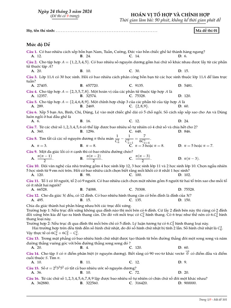 Hoan VI To Hop Chinh Hop | PDF
