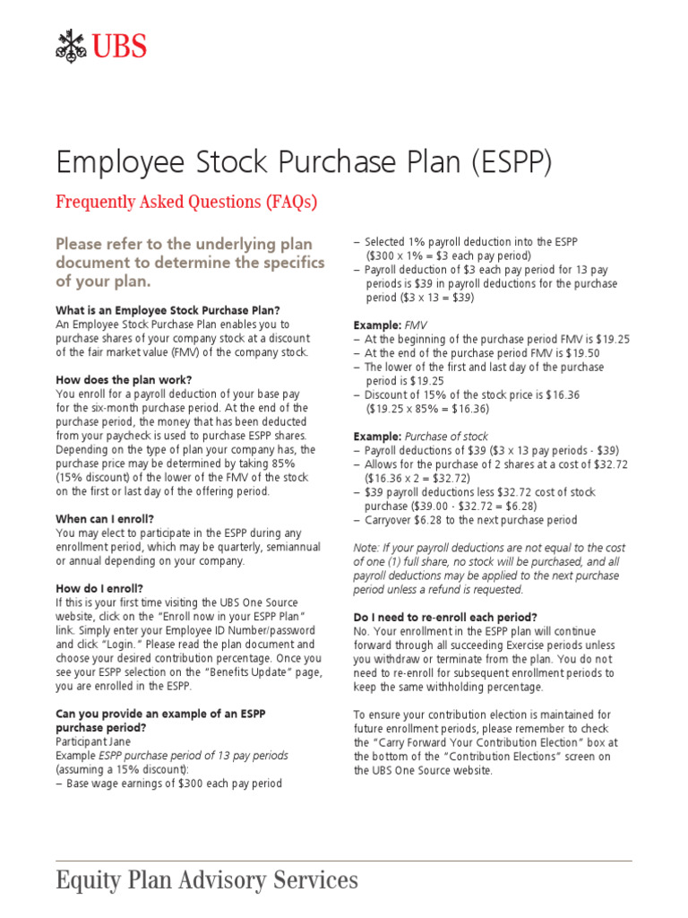 Employee Stock Purchase Plan FAQs | PDF | Stocks | 401(K)
