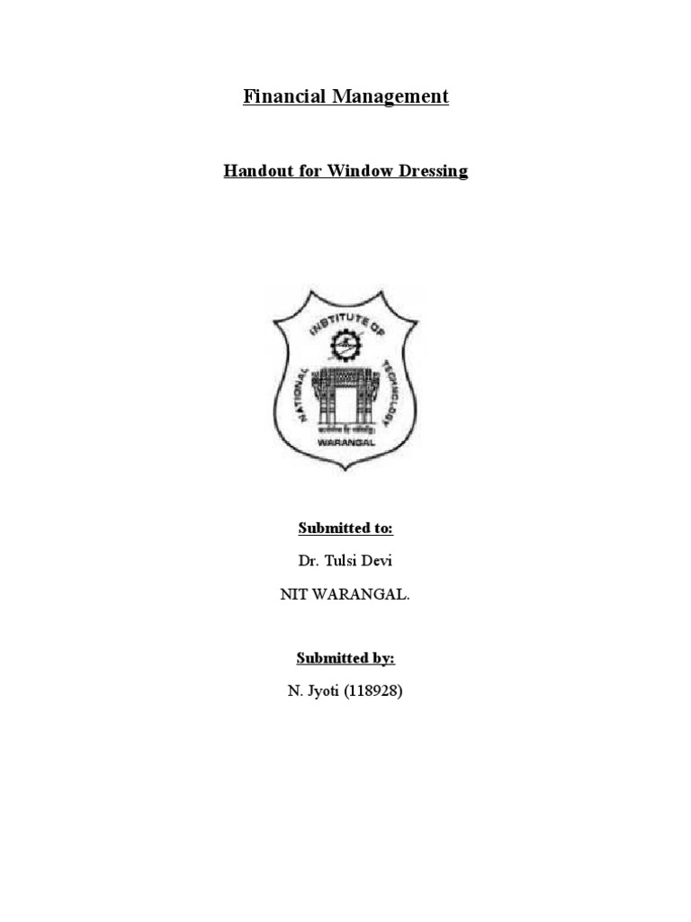 Window Dressing PDF Balance Sheet Takeover