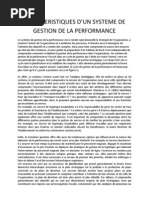 Caracteristiques d'Un Systeme de Gestion de La Performance