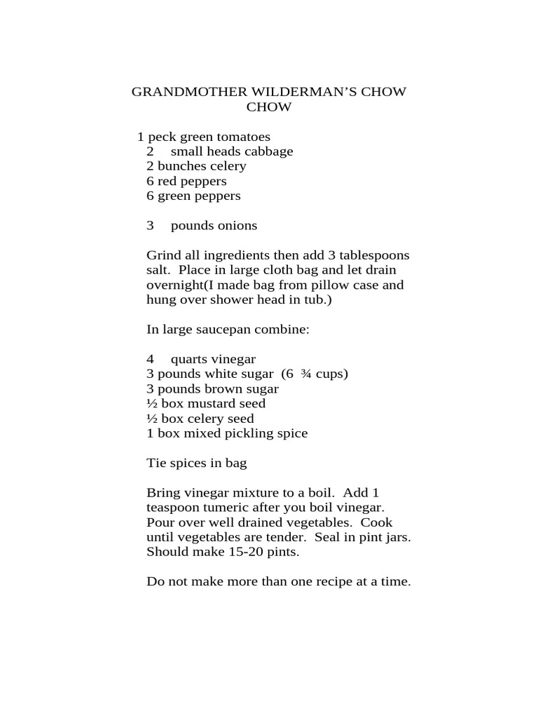 Grandmother Wildman's Relish | PDF